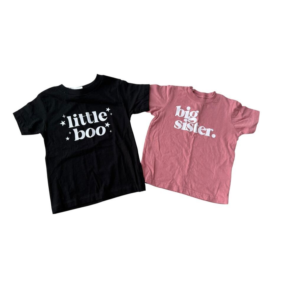 Bella + Canvas Black And Rabbit Skins Pink Kids Crew T-shirt Bundle of 2 Size 2T
